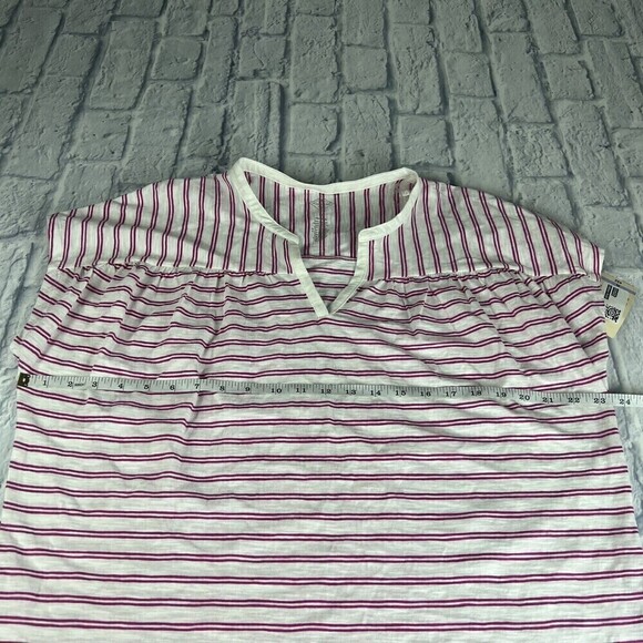 St Johns Bay Petite Large PL Pink Stripe Cap Sleeve V-Neck Pullover Shirt NEW - Picture 7 of 7